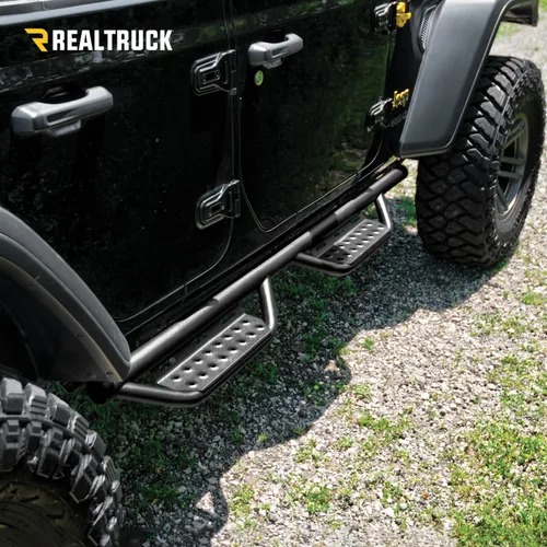 Vista 2 de N-Fab Nerf Steps RS Negro texturizado, rueda a rueda 507416412 Compatible con Jeep Wrangler JK 2007-2018 de 4 puertas, SRW Gas Negro