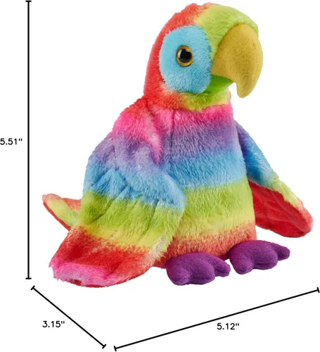 Vista 2 de Wild Republic Pocketkins - Guacamayo ecológico arcoíris, animal de peluche, 5 pulgadas, hecho de materiales reciclados, respetuoso con el medio