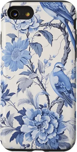 Vista 18 de Chinoiserie Floral Toile Blue and White Case for iPhone 16