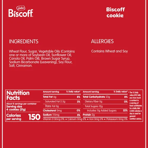 Vista 2 de Lotus Biscoff – Galletas europeas de galletas de mantequilla – Sin OMG, proyecto verificado + Vegano – 8.8 onzas