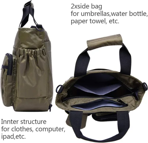 Vista 6 de d'yallee Bolso bandolera para hombre, impermeable, bolsa de trabajo, de nailon
