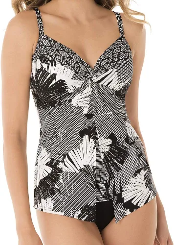 Vista 2 de Miraclesuit Traje de baño para mujer, con nudo de amor, escote de corazón, brasier con aros, tankini