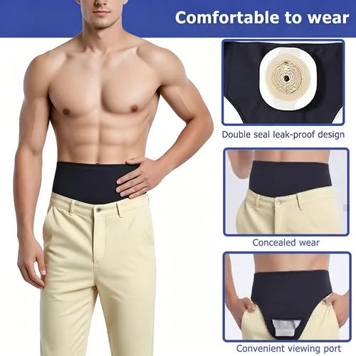 Vista 5 de Cinturón de ostomía Funda para bolsa de ostomía Envoltura de ostomía para deporte y natación Cinturones de apoyo de ostomía para hombres