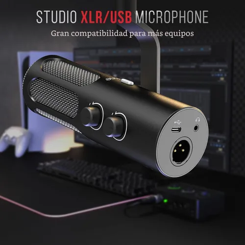 Vista 2 de FIFINE XLR/USB Micrófono dinámico para podcast de transmisión, micrófono XLR de estudio, micrófono para PC todo en metal con botón de silencio
