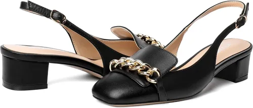 Vista 6 de Zapatos de tacón bajo con hebilla mate para mujer, con correa ajustable, con correa ajustable, tacón bajo, 1.5 pulgadas