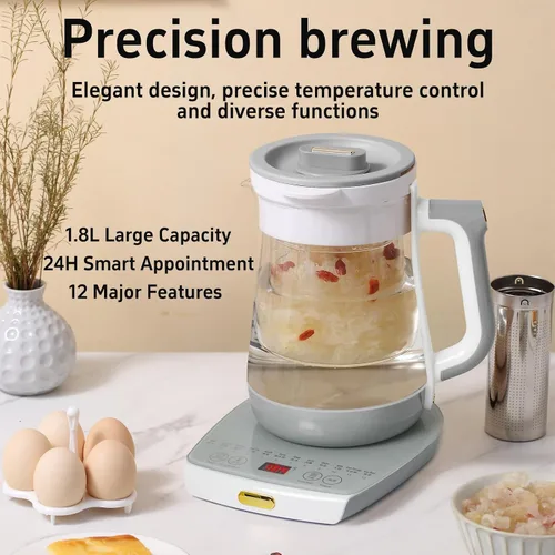 Vista 2 de Olla Eléctrica Saludable con Infusor y Olla para Guisar, Hervidor de Té Inteligente para Frutas Calientes, Control de Temperatura y Mantenimiento