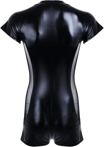 Vista 3 de Moily Bodycon - Maillot de manga corta de piel con cremallera para hombre