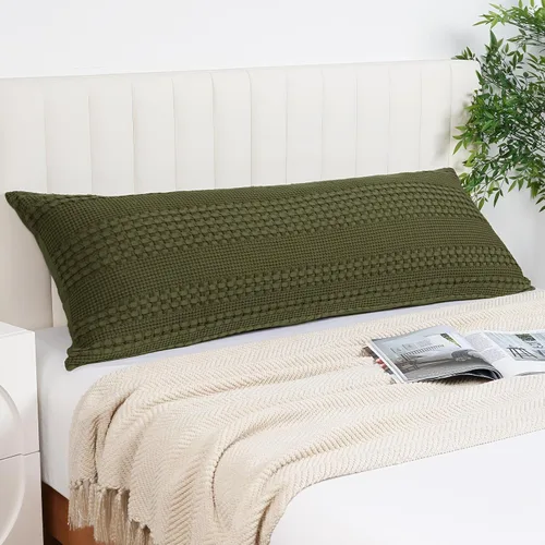 Vista 72 de PHF Fundas de almohada 100% algodón con tejido de gofre de 24 x 24 pulgadas, paquete de 2 fundas cuadradas para decoración elegante del hogar, sin