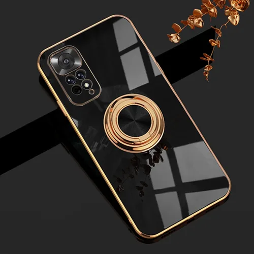 Vista 3 de Funda de teléfono para Xiaomi Redmi Note 11 Pro con soporte de anillo dorado, soporte giratorio de 360° para Xiaomi Redmi Note 11 Pro Funda de Negro