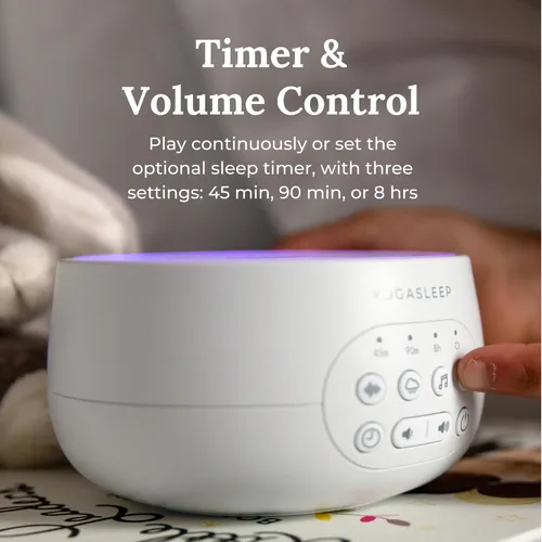 Vista 4 de Yogasleep Dreamcenter - Máquina de ruido blanco multisonido con luz nocturna, temporizador de sueño, 26 sonidos relajantes para viajes, cancelación
