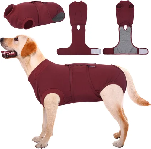 Vista 30 de Kuoser - Traje de recuperación posterior a la cirugía para perros y gatos, camisa profesional y vendaje de heridas abdominales, reemplaza collar