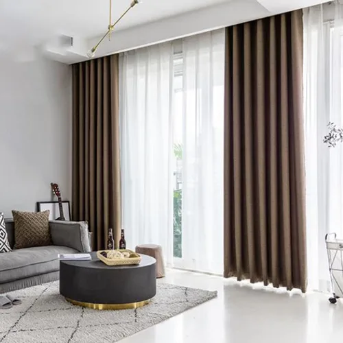 Vista 2 de Konsilsa Cortinas de lino para ventana, estilo japonés moderno, cortinas opacas para oscurecer la habitación, 1 panel de ojales para dormitorio