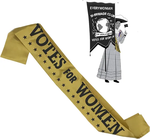 Vista 3 de Suffragette Suffragist - Banderines para mujer 3 unidades color dorado