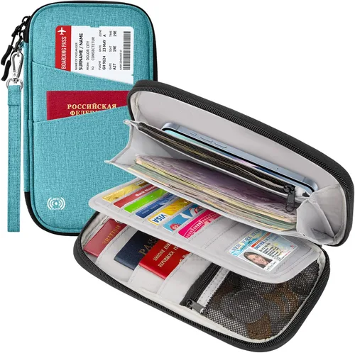 Vista 11 de BKNOOU Soporte para pasaporte familiar con bloqueo Rfid, organizador de documentos de viaje, cartera de pasaporte de viaje, impermeable, soporte 01