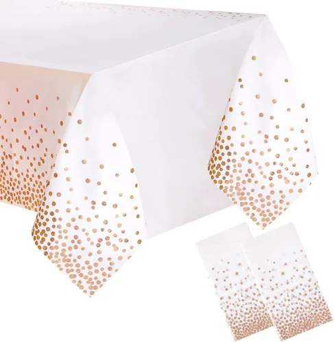 Vista 31 de 2 Empaques Mantel de Plástico Negro, 54 pulgadas x 108 pulgadas Cubierta de Mesa Rectangular Desechable para Fiestas, Adecuado para Cumpleaños