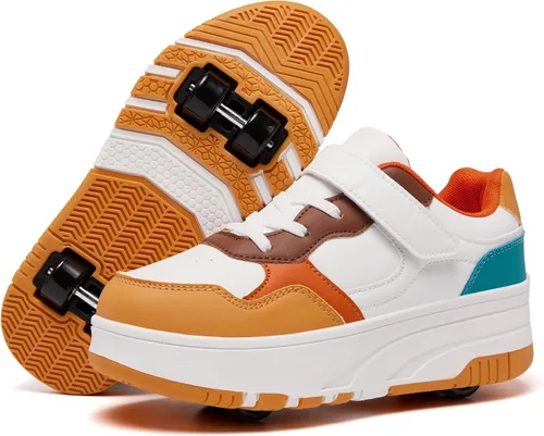 Vista 7 de Zapatos con ruedas para niños, zapatos de patinaje para niños y niñas, zapatillas atléticas con ruedas, adecuados para principiantes