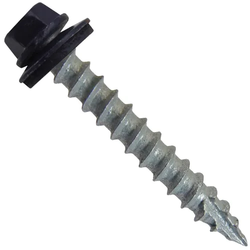 Vista 6 de Tornillos para techos de metal #14 (750) Tornillos x 1-1/2 "ABC Gris Arandela hexagonal Tornillo de techo de chapa metálica para techo.