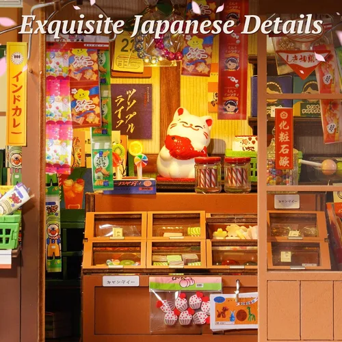 Vista 3 de Rolife Kit de casa en miniatura para rincón de libros japoneses, casa de muñecas nostálgica