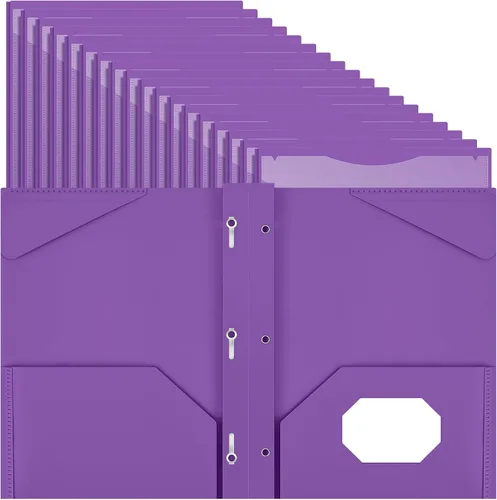 Vista 21 de Henoyso 48 carpetas de plástico con bolsillo frontal transparente y 3 puntas, carpetas de plástico resistente con ranura para tarjetas, carpetas