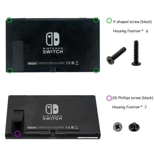 Vista 2 de SaiDian Juego de tornillos para consola Nintendo Switch Juego de tornillos de pieza de repuesto
