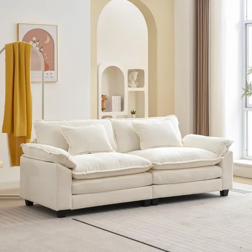 Vista 35 de Oprisen Sofá Seccional Modular, Cómodo Cloud Couch Sofá Seccional, Sofá Cama de Chenilla con Asiento Profundo con Almohadas Decorativas para Sala