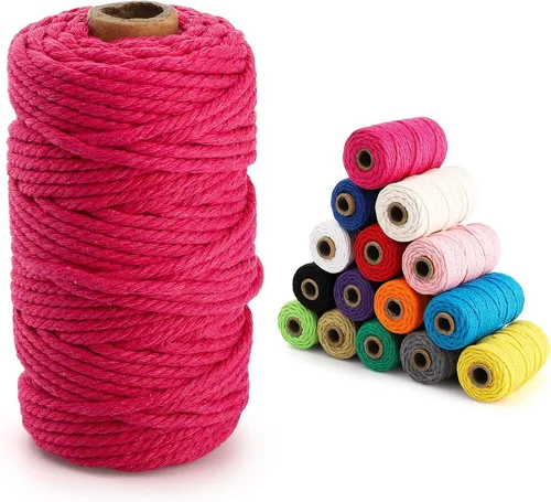 Vista 2 de ZEAYEA 15 rollos de cuerda de macramé, de algodón natural, de 0.118 pulgadas x 480 yardas, cuerda de algodón suave torcido de 4 hebras para obras