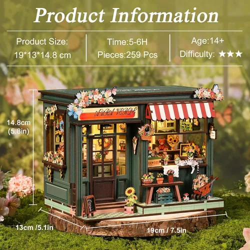 Vista 2 de Kit de casa en miniatura para adultos y adolescentes, decoración de casa pequeña con interruptor táctil, rompecabezas de madera 3D, regalo