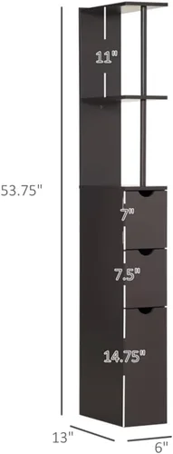 Vista 3 de Tall Slim Home - Armario de almacenamiento independiente para baño, gabinete alto y estrecho independiente con estantes ajustables para baño