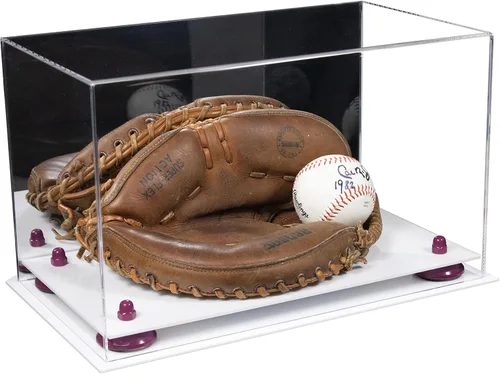Vista 127 de Better Display Cases Vitrina de guantes de béisbol de acrílico transparente con elevadores negros (A011/V16)