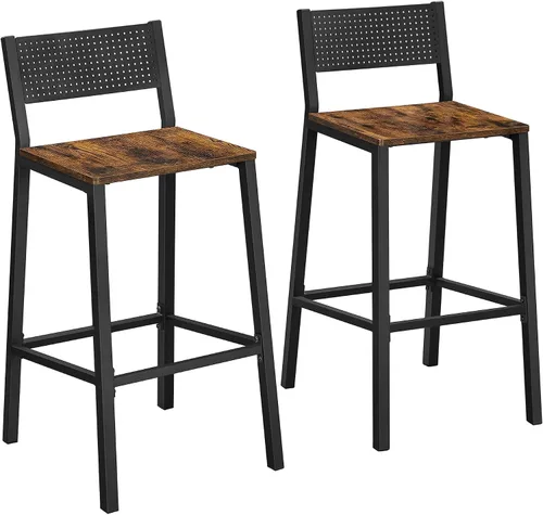 Vista 9 de VASAGLE Juego de 2 taburetes de bar, sillas de bar para cocina, comedor, industrial, gris carbón y negro ULBC070B22