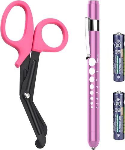 Vista 7 de Paquete de 2 tijeras médicas y linternas médicas con baterías para enfermeras, suministros médicos con una linterna LED médica, unas tijeras de 6