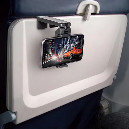 Vista 7 de Accesorios de viaje, bandeja universal para el respaldo del asiento, soporte de clip para teléfono, tamaño de bolsillo ajustable, soporte para 1