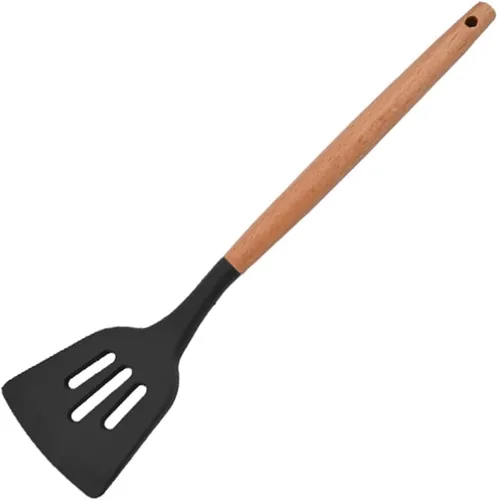 Vista 17 de 1 cucharón de silicona negra para sopa profunda, resistente al calor, cuchara de goma antiadherente grande con mango de madera para cocinar 1