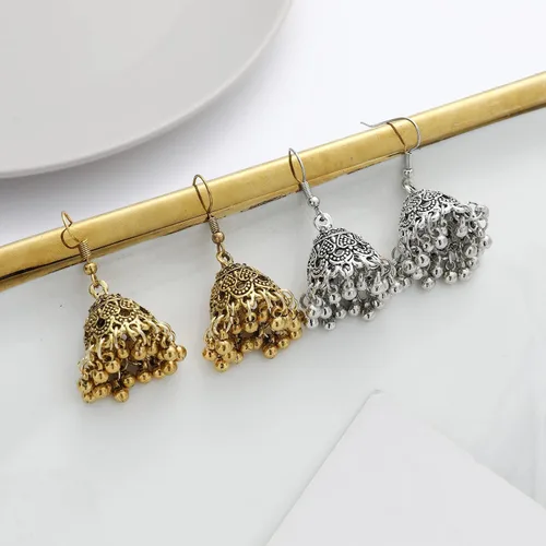 Vista 7 de Pendientes de borla estilo vintage, estilo étnico, plateado, chapado en oro, para mujer, 2