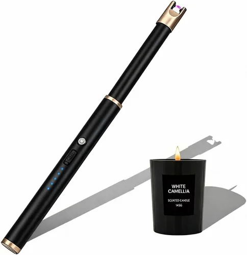 Vista 8 de Encendedor de velas eléctrico, resistente al viento, recargable por USB, sin llama, cuello largo, para velas, estufa de gas, chimenea, barbacoa