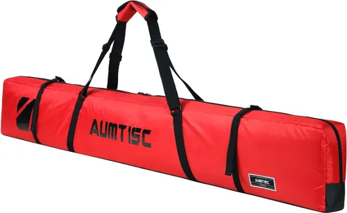 Vista 10 de AUMTISC Bolsa de esquí totalmente acolchada, bolsas de esquí individuales para viajes aéreos, bolsa de esquí de nieve impermeable para volar con asa