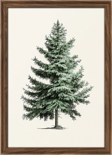 Vista 171 de MUDECOR Lienzo enmarcado prémium para pared, pinos nevados en bosque de invierno, ilustraciones modernas, arte contemporáneo, escénico, divertido
