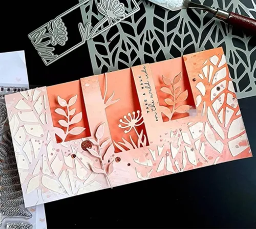 Vista 7 de 2 troqueles rectangulares de metal de hojas de flores, hojas de flores, plantillas de corte de boda para manualidades, álbumes de recortes, fotos