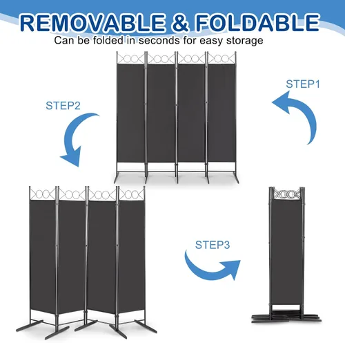 Vista 3 de Divisor de habitación, 6 pies de alto, plegable, de privacidad, separador de habitación portátil para separador, divisores de pared independientes
