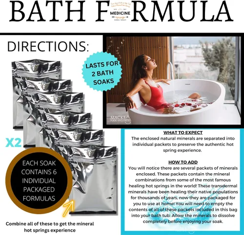 Vista 5 de Medicine Springs - Tina de baño Terapia mineral Minerales del Mar Muerto Colección de remojo de aguas termales para curación Convierte tu bañera