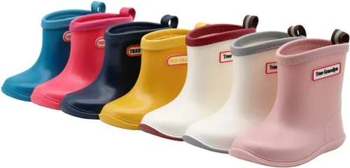 Vista 6 de Botas de lluvia para bebés, botas de lluvia cortas para niños pequeños, fáciles de poner, ligeras e impermeables Azul