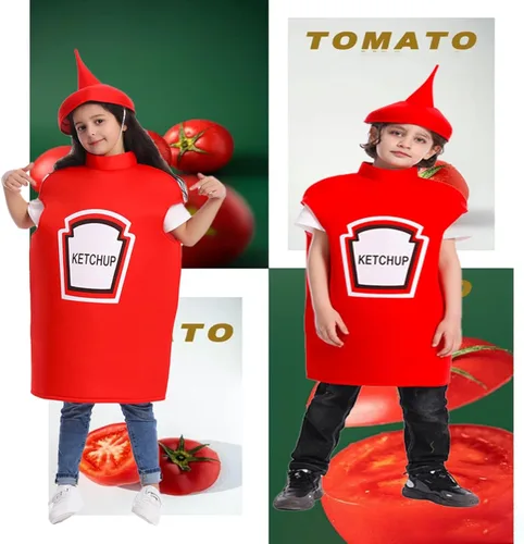 Vista 3 de DSplay Disfraz de salsa de tomate de mostaza para niños, fiesta de Halloween