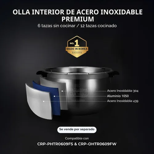 Vista 11 de CUCKOO Olla arrocera de doble presión de 6 tazas sin cocer / 12 tazas cocidas con tecnología de calentamiento por inducción, sistema de presión