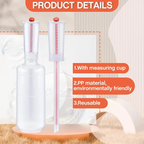 Vista 3 de Dunzy Botella dosificadora de volumen ajustable, contenedor de dosificación de 16.9 fl oz, botella de dosificación de plástico con medida