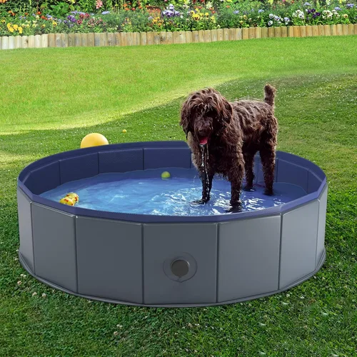 Vista 4 de Niubya Foldable Dog Pool, Collapsible Plastic Dog Swimming Pool, 32x8in