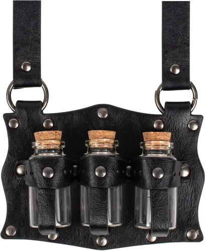 Vista 17 de SUMGOGO Botella mágica oscura de poción de corcho para Halloween, cosplay, feria Ren, accesorios de bruja, accesorios de disfraz, vaso redondo