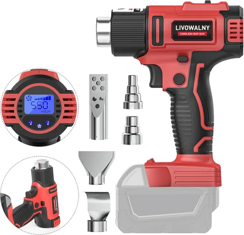 Vista 12 de LIVOWALNY Pistola de calor compatible con batería Milwaukee de 18 V: pistola de calor inalámbrica con batería de 350 W, 122 ℉ ~ 1022 ℉