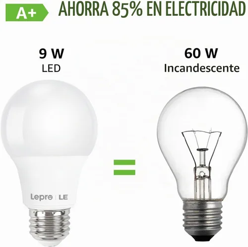 Vista 3 de Lepro Bombillas LED equivalentes a 60 vatios, 9 W, 800 lúmenes, no regulables, blanco cálido 2700 K, base media estándar A19 E26, 10000 horas