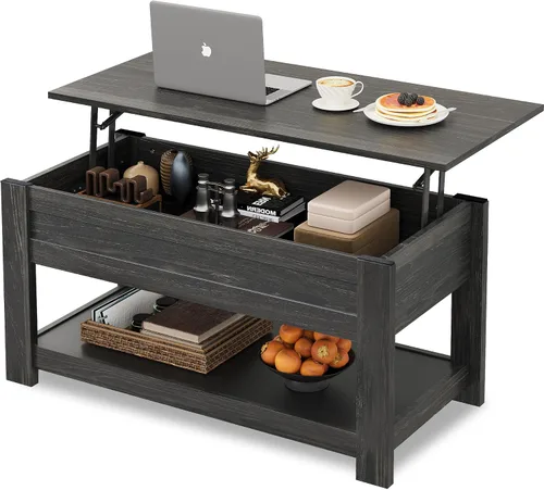 Vista 12 de WLIVE Mesa de Centro, Mesa de Centro de 39" con Tapa Elevable con Compartimento Oculto, Estante de Almacenamiento y Tapa Elevable para Hogar, Sala
