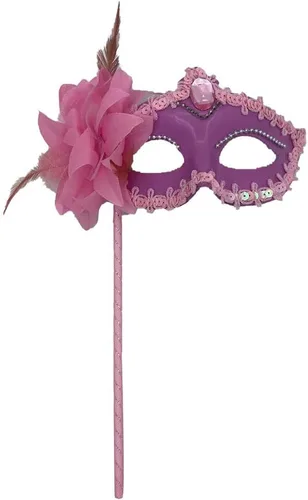Vista 8 de AZYOUNG Máscara de media cara chapada en oro y plata para mujer, con flor de plumas laterales en palo